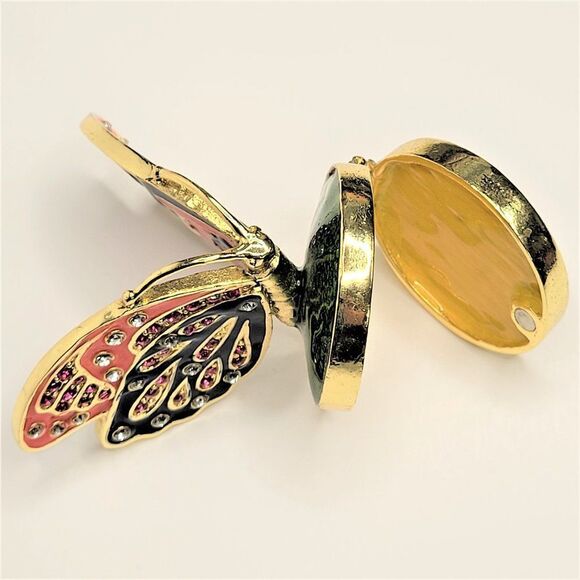 COLLECTIBLE Butterfly Motif Hinged Small Jewelry Bejewelled Trinket Box -NWOT - Picture 3 of 7